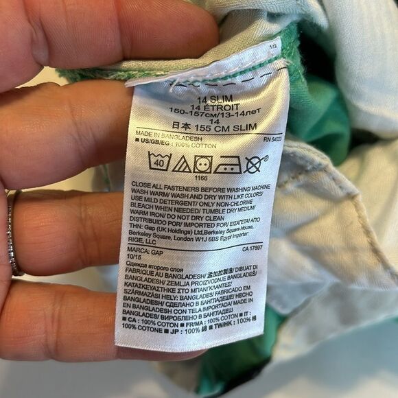 VINEYARD VINES GAP Size 14 Slim Boy's Cotton Chino Shorts Plaid Yellow Green - Picture 13 of 14